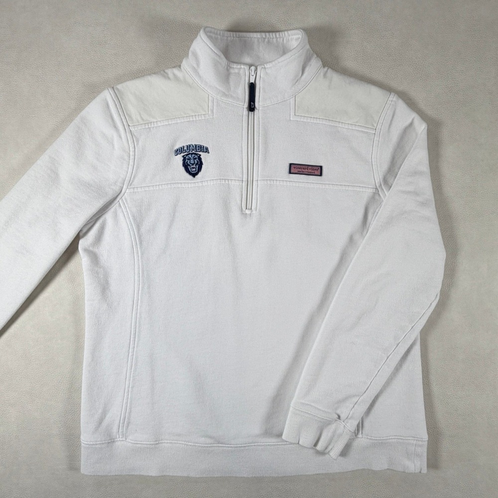 Vineyard Vines Columbia University Lions White Quarter Zip Pullover Womens Large